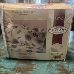 Sonoma Flannel Sheet Set Twin Size Flannel Winter Forest Cabin Autumn Lodge NWT